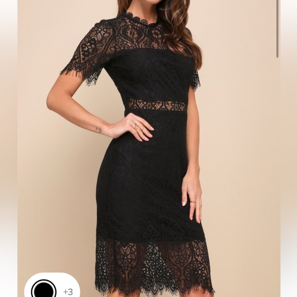 Lulus black midi dress in lace